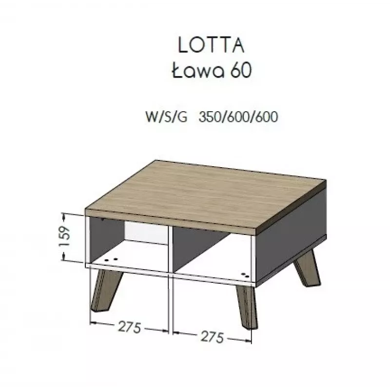 Cama LOTTA 60 Kohvilaud valge/sonoma tamm