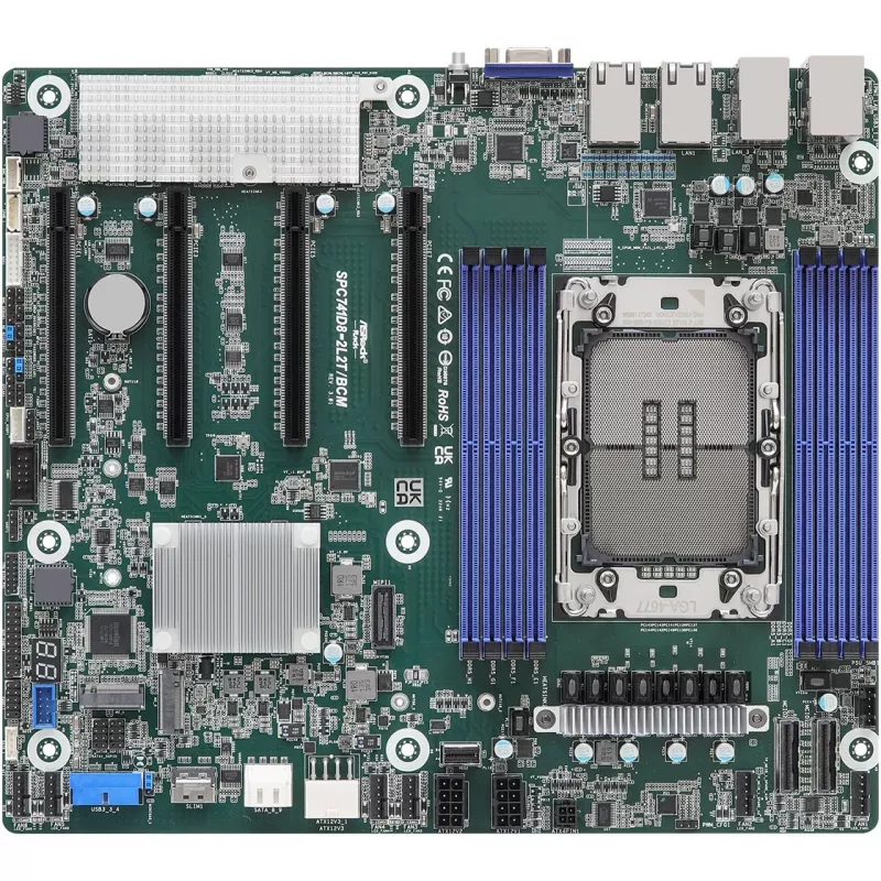 ASRock emaplaat SPC741D8-2L2T/BCM 1x LGA4677 Intel Xeon Scalable 4/5gen C741 (8xDIMM, NVMe, 2x10GbE, 2xGbE, IPMI)