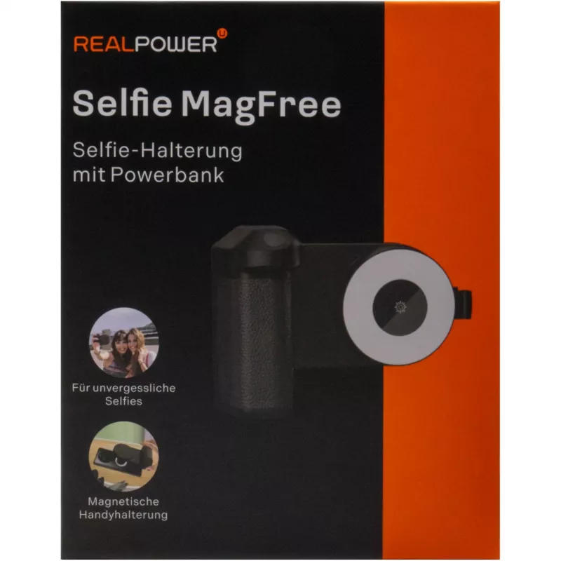 Selfie-valgusti RealPower Selfie MagFree LED must valge ABS PU