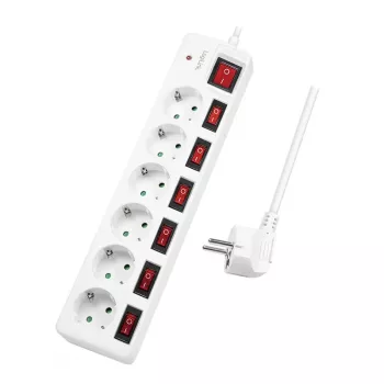 Pikendusjuhe LogiLink LPS250 1,5 m 6 vahelduvvoolu pistikupesa siseruumidesse valge