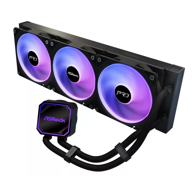 ASROCK Pro 360 ARGB Must — ASROCK mudel 90-APRA36-BAAGA6, 360mm AIO vedelikjahuti, ARGB valgustus