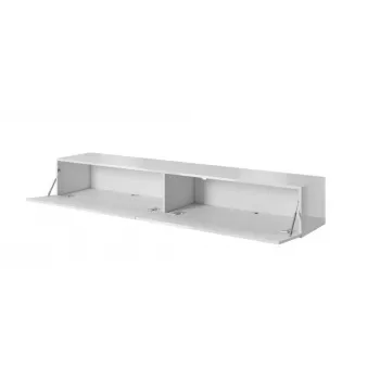 TV-alus cama meble SLIDE 200 — 2000×400×300 mm, valge läikiv MDF pealispind, valge raam