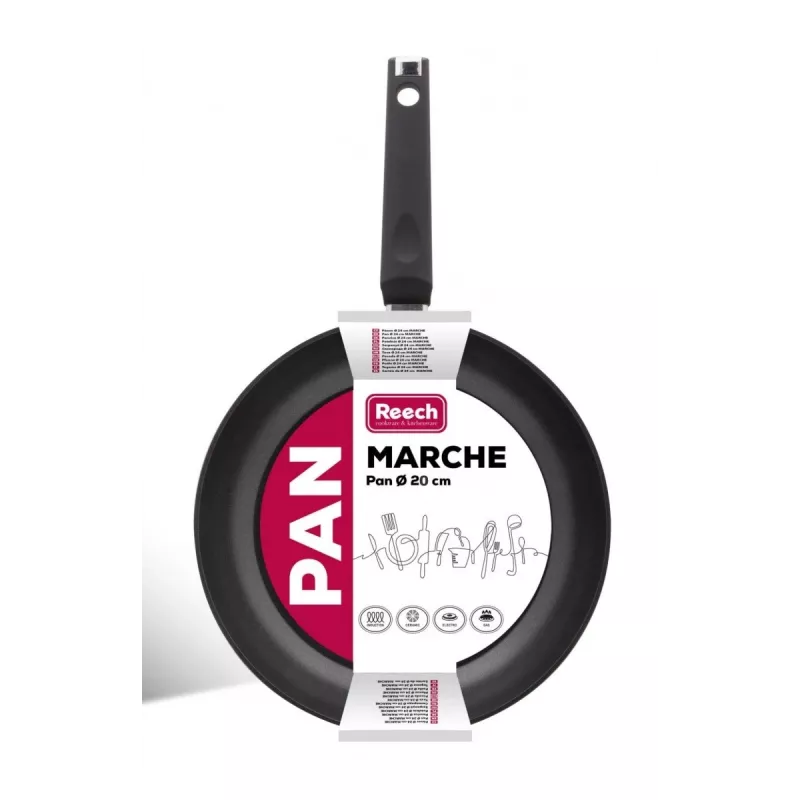 Frying pan LAMART LP1001 MARCHE 20 cm, non-stick coating, Must