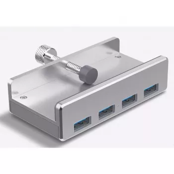 ALLNET ALL-USB3-HUB-4-CLIP liidesejaotur USB 3.2 Gen 1 (3.1 Gen 1) Type-A 5000 Mbit/s Hõbedane (ALL-USB3-HUB-4-CLIP)