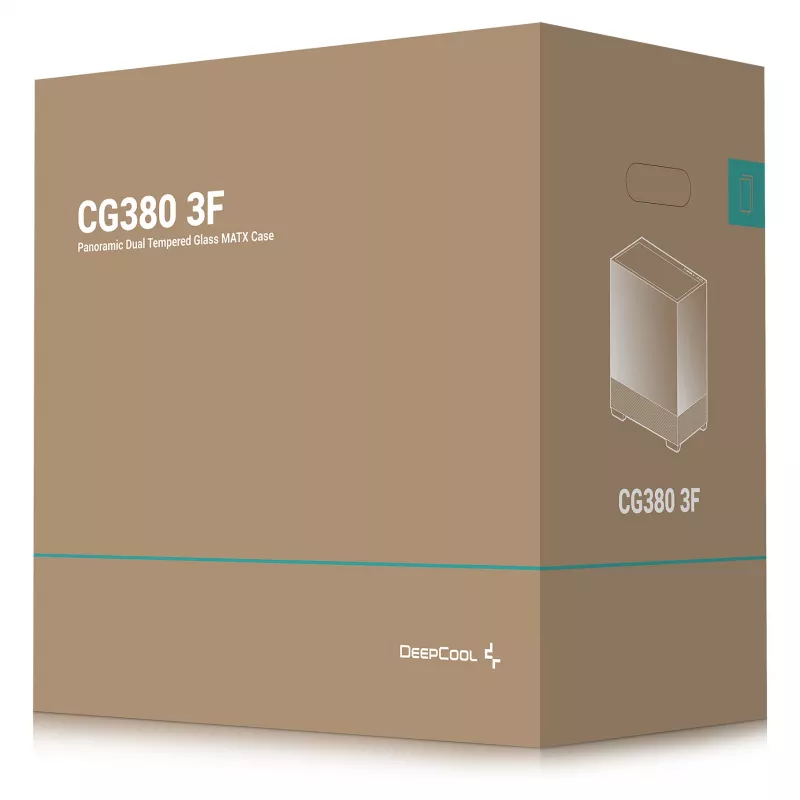PC Midi Tower DeepCool CG380 3F — must, 235×437×451 mm, toetab 2x120 mm külg- + 1x120 mm tagaventilaatorit, alumine toiteplokk, 2.5 tolli/3.5 tolli kõvakettad