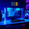 Neoonsilt MANTA SNL102MT — 'Game Over' stiilis valgustatud seinakaunistus, pistikühendusega LED-neoonefekt