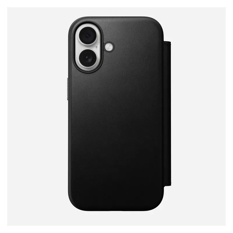 Folio-telefonikott Nomad Modern Leather Folio Apple'ile, mahutab kuni 16 cm (6,3 tolli) ekraane, must