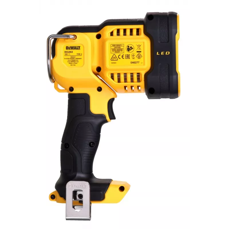 Riputatav töövalgusti DeWalt DCL043-XJ, LED 1000 lm, 3 pirni, 90° valgusvihk, kollane/must