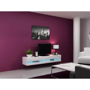 TV-alus cama meble VIGO NEW 30/180/40, valge läikiv pealispind, puitlaastplaat, 1800×400×300 mm