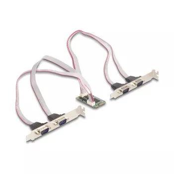 Sisemine RS-232 liidesekaart DELOCK 95278 — Mini PCI Express host, 4× RS-232 väljundit, FIFO 256 B, 30×51×10 mm