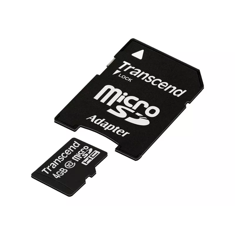 Transcend 4 GB MicroSDHC klass 10 välkmälu koos adapteriga