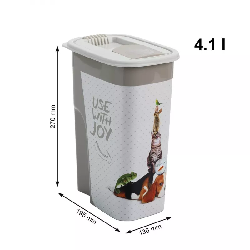 Lemmikloomatoidu säilituspurk rotho Flo beež-pruun plastist 4,1 l, kõrgus 270 mm