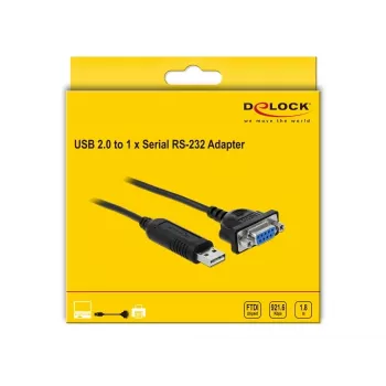 Jadakaabel DeLOCK 66281 Must 1,8 m RS-232 USB Type-A