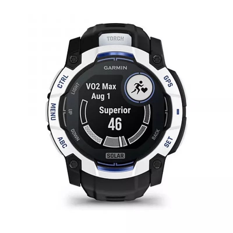 Nutikell GARMIN Instinct 3.05 cm (1.2 tolli) AMOLED 45 mm 390x390 px Puutetundlik ekraan Must Valge GPS 4 GB 53 g Silikoonrihm