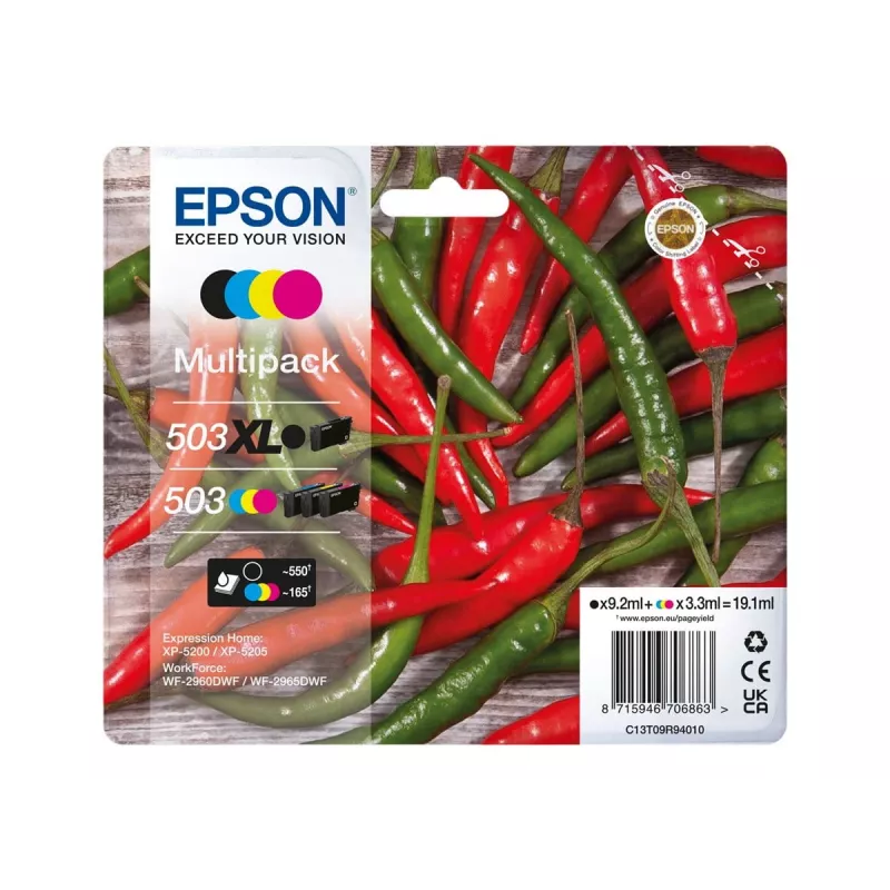 Epson 503 XL tindikassett 4 tk Originaal Kõrge (XL) tootlikkus Must, Tsüaan, magenta, Kollane