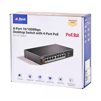 Dahua Technology PoE SF1008LP haldamata L2 kiire Ethernet (10/100) toitega üle Etherneti (PoE) must