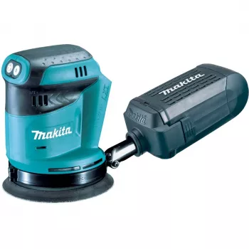 Orbitaallihvija Makita DBO180Z — 18V Li-Ion, 125 mm pad, 2.8 mm orbit, 7000–11000 p/min, tolmukott, 1.7 kg