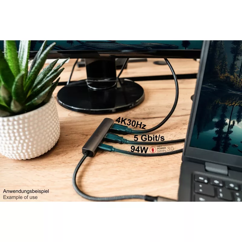 USB USB-C jaotur Alcasa HUB-C002A 5000 Mbit/s HDMI USB 3.0