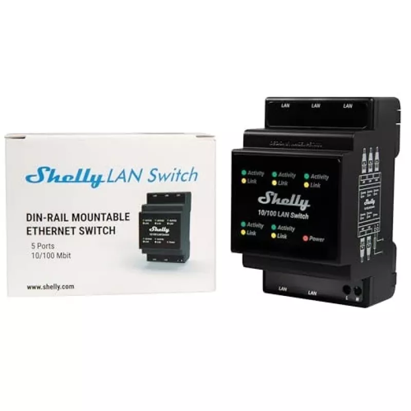 Nutika lüliti Shelly LAN Switch Must AC 110–240 V 1 W