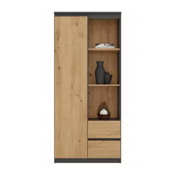 Top e Shop RS-80 BILY kontoriraamatukapp, antratsiitraam, tammepuust uks, 7 riiulit, 2 sahtlit, 1800×800×350 mm