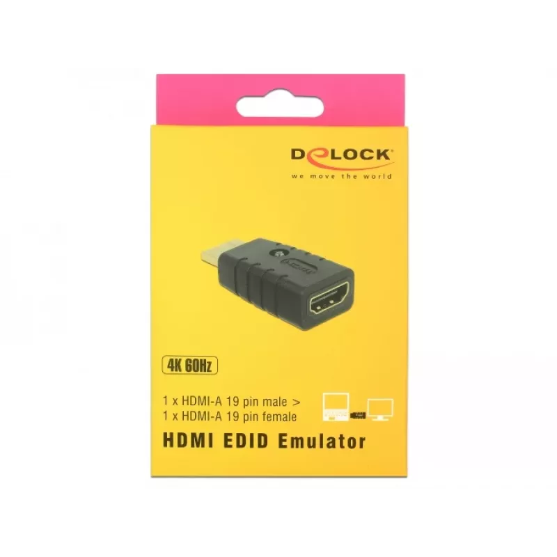 Adapter HDMI (pistik) > HDMI (pesa), EDID-emulaator (must)