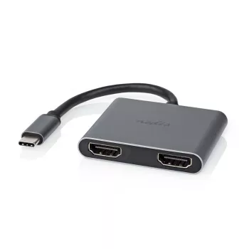 Nedis USB-C™-adapter USB 3.2 Gen 1 | USB-C™-pistik | 2x HDMI™ | | 4K@30Hz | 0,10 m | Ümmargune | nikeldatud | PVC | Must | Karp (CCGB64670BK01)
