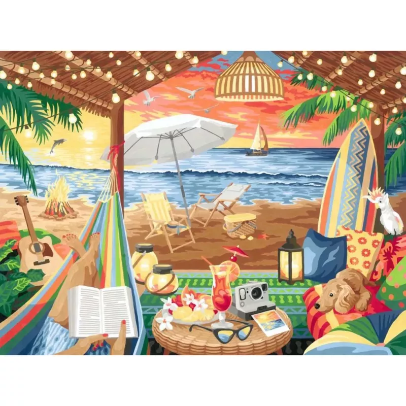 Pusle-värvikomplekt Ravensburger Cozy Cabana 23911 — pusle värvimise tegevuskomplekt
