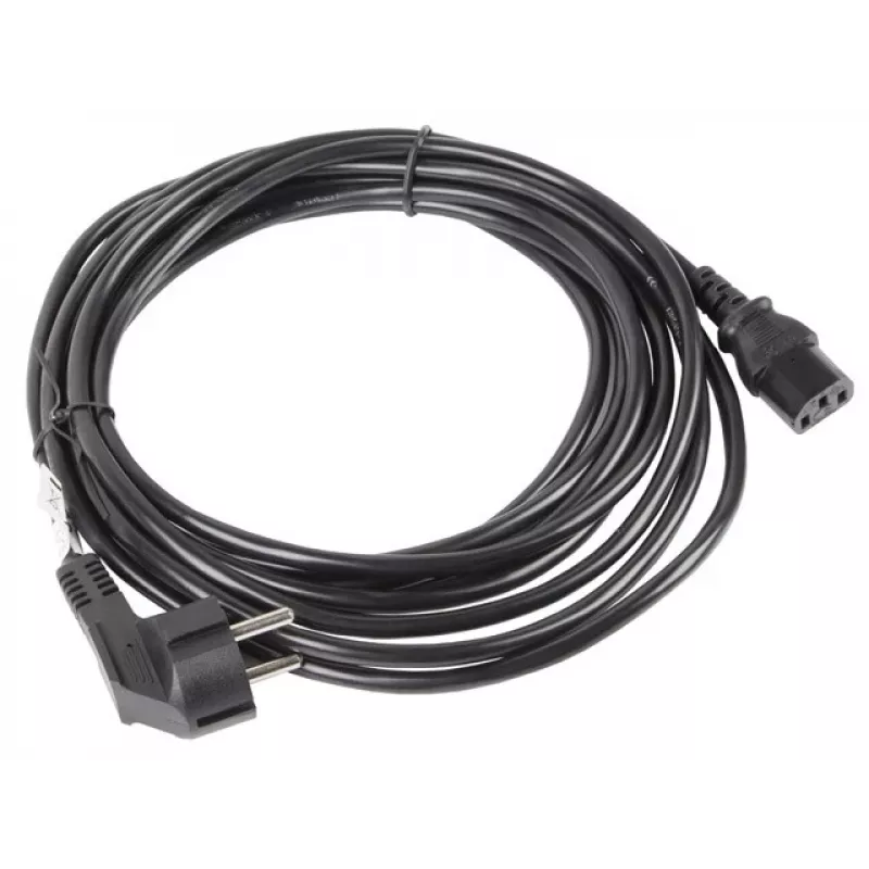 Toitekaabel LANBERG CA-C13C-11CC-0050-BK — 5 m, C13 ühendus CEE7/7 pistikule, nurgeline C13
