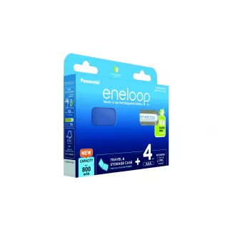 Laetavad akud PANASONIC ENELOOP AAA 800 mAh 4 tk + karp (BK-4MCDE/4CP+CASE)