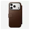 Nahast fliip-stiilis telefonikate Nomad Modern Leather Folio iPhone 17 Pro jaoks — pruun, sobib 6,3 tolli (16 cm) ekraanile, 4 kaarditaskut