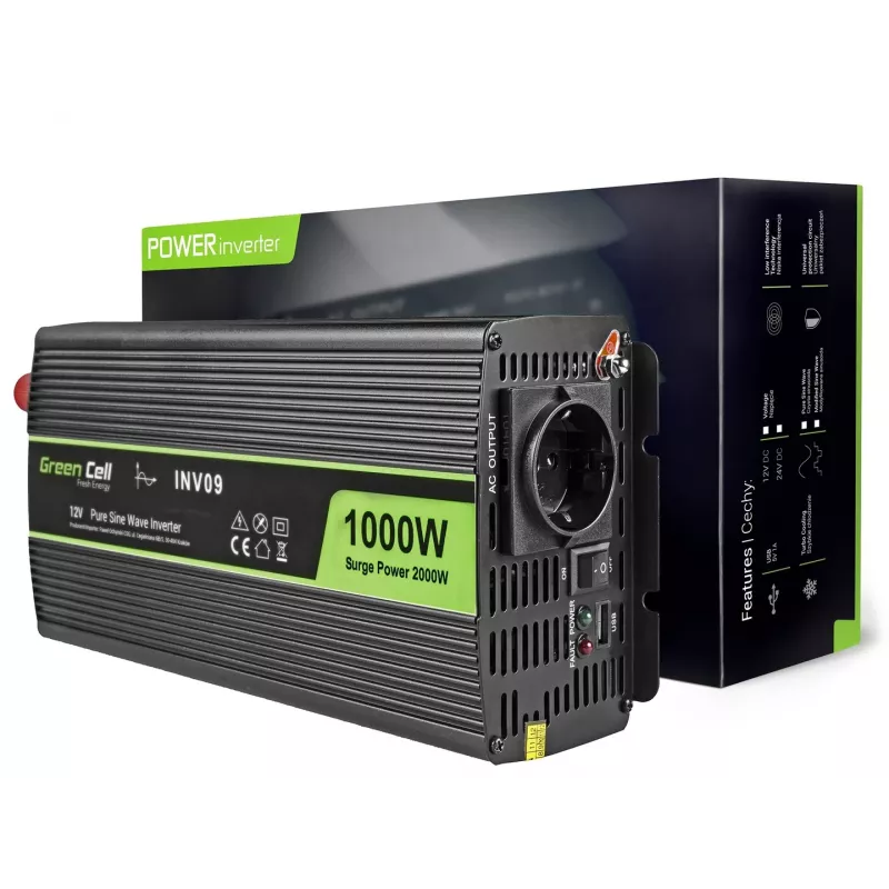 Green Cell INV09 toiteadapter/inverter Auto 1000 W Must