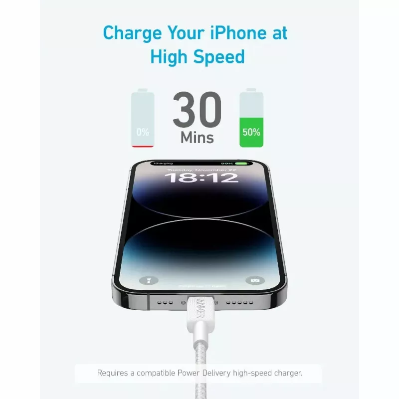 Kaabel Anker 322 0,9 m Lightning to USB C 30 W