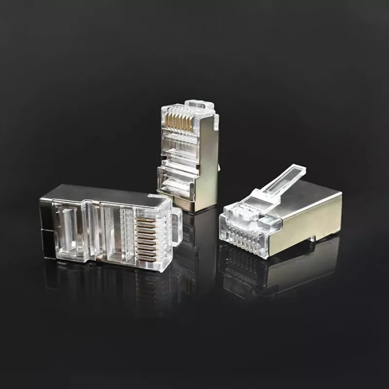 Modulaarne RJ45-pistik QOLTEC 54554 CAT5e FTP, 100 tk, hõbedane, plastik, 11×22×18 mm