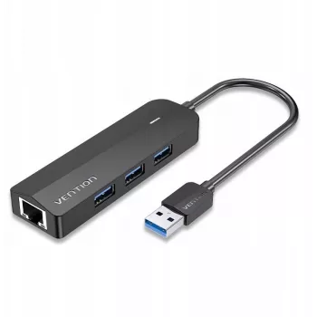 Jaotur 5-ühes Vention USB 3.0 + adapter Gigabit Ethernet