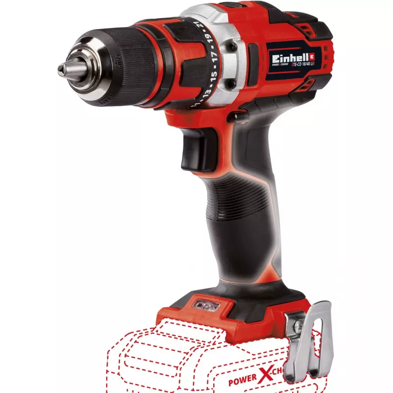 Einhell TE-CD 18/40 Li-Solo 1500 RPM Võtmeta Padrun 1,1 kg Must, Punane
