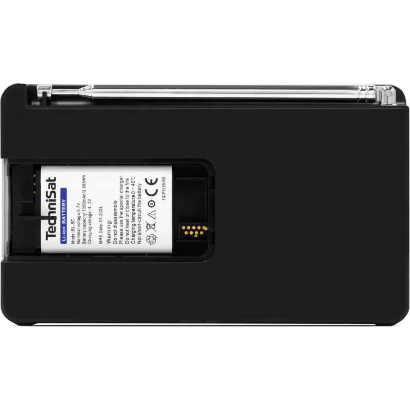 Kaasaskantav raadio TECHNISAT DIGITRADIO 1 A — DAB+/FM, OLED-ekraan, USB-C, 3,5 mm kõrvaklappide pesa, 1 W, must/hõbedane