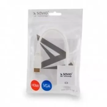 HDMI isane VGA emane adapter SAVIO CL-201, HDMI A VGA D-Sub, valge, 0,1 m, kuni 1920x1200