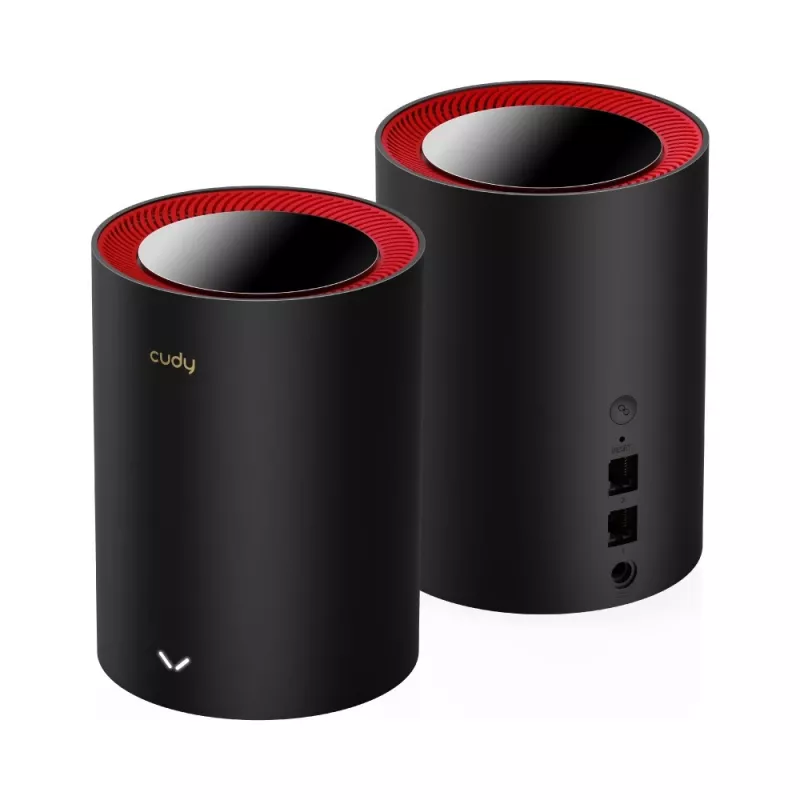 Cudy M3000 2-Pack Kahesageduslik (2,4 GHz / 5 GHz) Wi-Fi 6 (802.11ax) Must, Punane 1 Sisemine