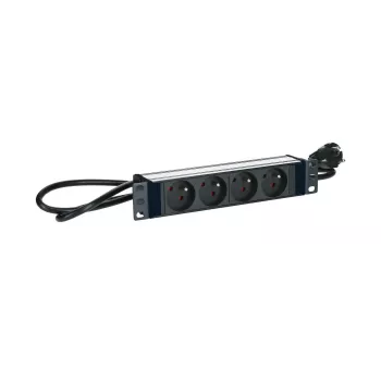 Logon POWER STRIP 10inch - 4WAY - ALUMINIUM FINISH - 2M kaabel
