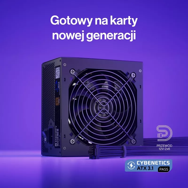 Toiteplokk ENDORFY Vero L6 750 W, 24-kontaktiline ATX, 80 PLUS Bronze, 120 mm ventilaator, must