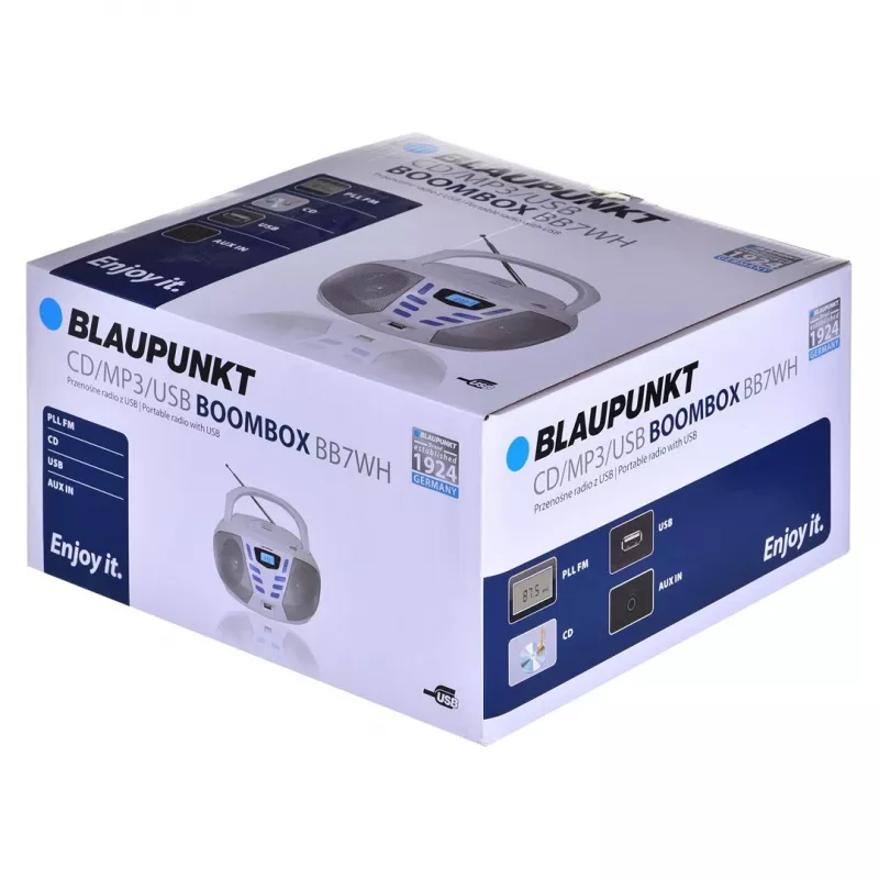 Blaupunkt BB7-WH kaasaskantav stereosüsteem Digitaalne 2.4 W FM Hall MP3 taasesitus