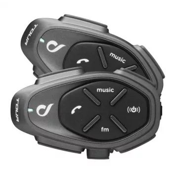 Mootorratta intercom INTERPHONE TOUR HD, 2 tk, Bluetooth 4.0, ulatus 1500 m, aku kestvus kuni 20 h, must