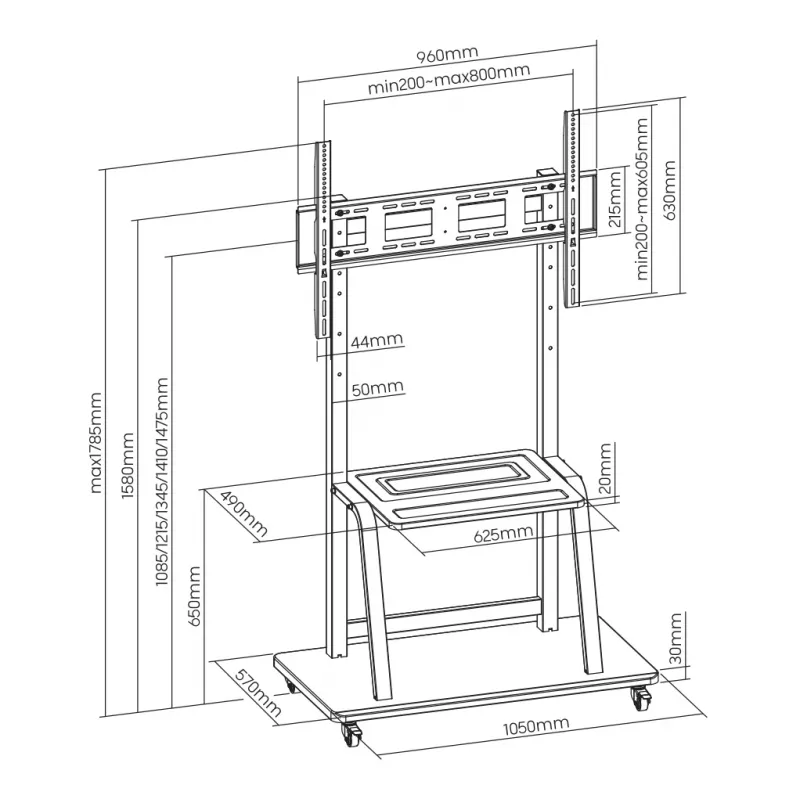 Seinakinnitusklamber SBOX FS-1035 ekraanidele 37–100 kg, plaat 800×600 mm