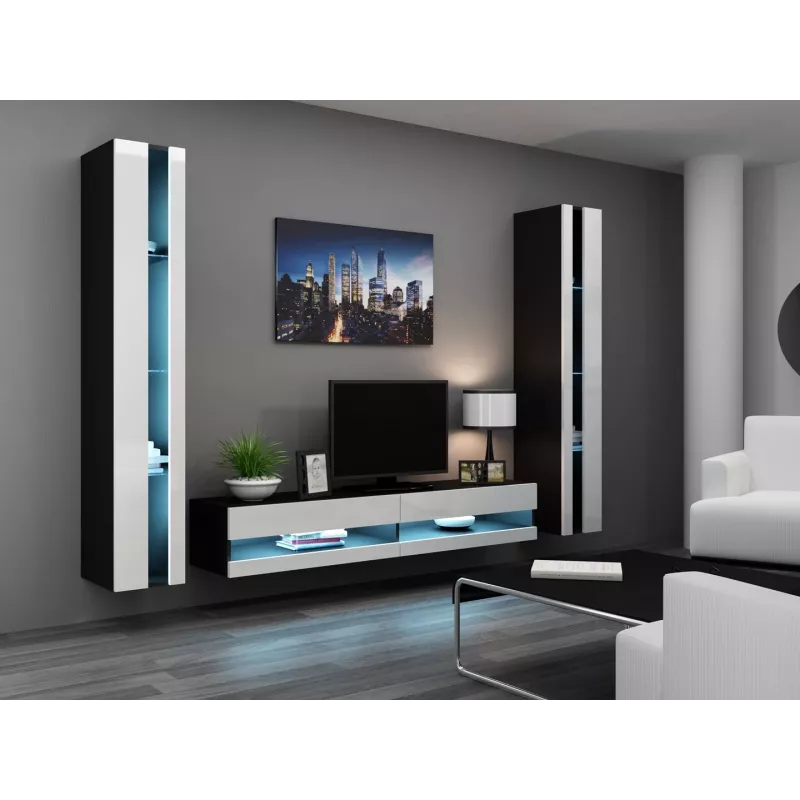 TV alus cama meble VIGO NEW 30/180/40, 1800×400×300 mm, must pealispind, puitlaastplaadist karkass