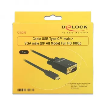 Video kaabli adapter DeLOCK 85263 USB USB-C - VGA 3 m Must