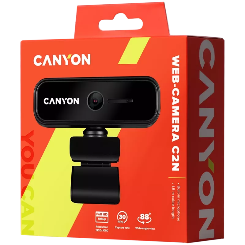 Canyon C2N 1080P täis-HD 2,0-megapiksline fikseeritud fookusega veebikaamera USB2.0
