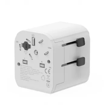Universaalne reisiadapter GEMBIRD TPA-EU2A12-01-W 12W USB toiteadapter rahvusvahelistele pistikupesadele