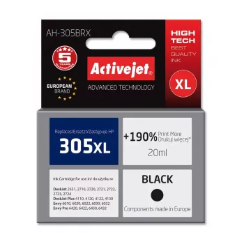 Activejet AH-305BRX tint (asendus HP 305 XL 3YM62AE-le; Premium; 20 ml; must)