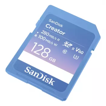 SanDisk Creator SD-mälukaart UHS-II 128GB, edastuskiirused kuni 280 MB/s