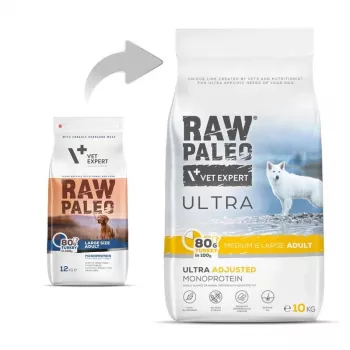RAW PALEO Ultra Medium&Large täiskasvanud kalkuniga - kuiv koeratoit - 10 kg